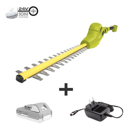 Sun Joe 24V iON+ 17-Inch 2.0-Ah Cordless Telescoping Dual-Action Pole Hedge Trimmer 24V-PHT17-LTE